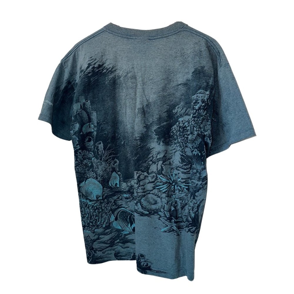 vintage 90s embroidered dolphin single stitch all over print ocean tshirt large - Picture 3 of 10